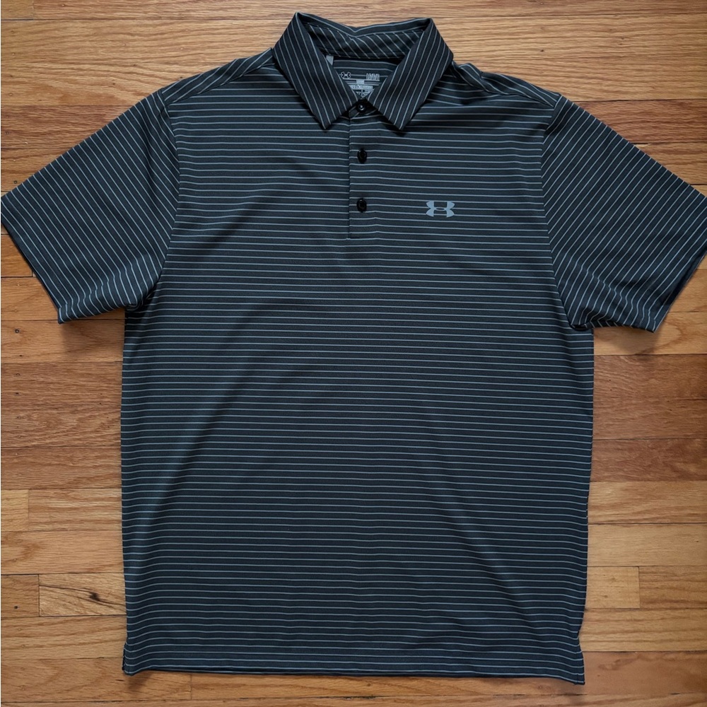 Under Armour Men's Dark Gray Striped Polo